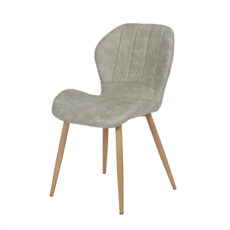 2021 Hot Sale Light Grey Fabric Dining Chair with Wood Transfered Legs