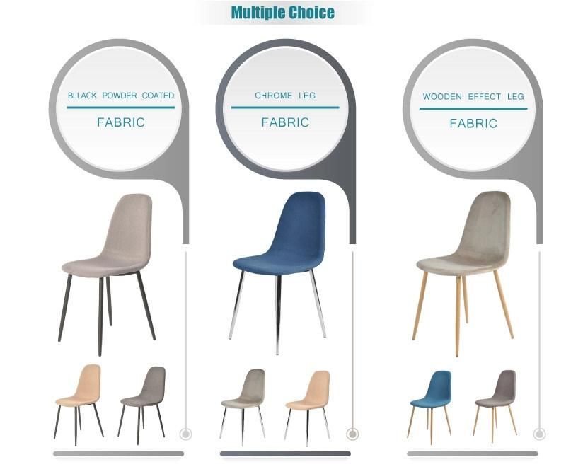 Modern Fabric Living Room Restaurant Dining Room Dining Chair Dining Chair with Black Powder Coated Legs