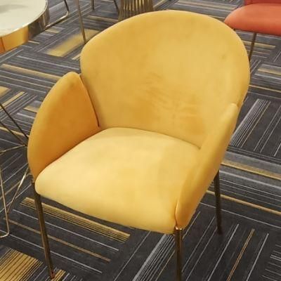 Factory Modern High Quality Custom Metal Leg Fabric Velvet Dining Room Chair