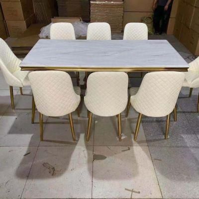 Simple Metal Furniture Frame Marble Restaurant Dining Table