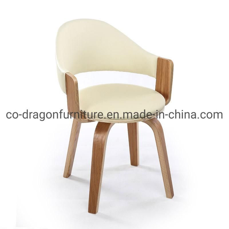 Modern Leisure Swivel Leather Wooden Dining Chair for Home Furniture