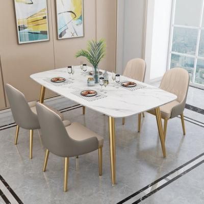 Marble Dining Table Rectangle Stainless Steel Dining Table