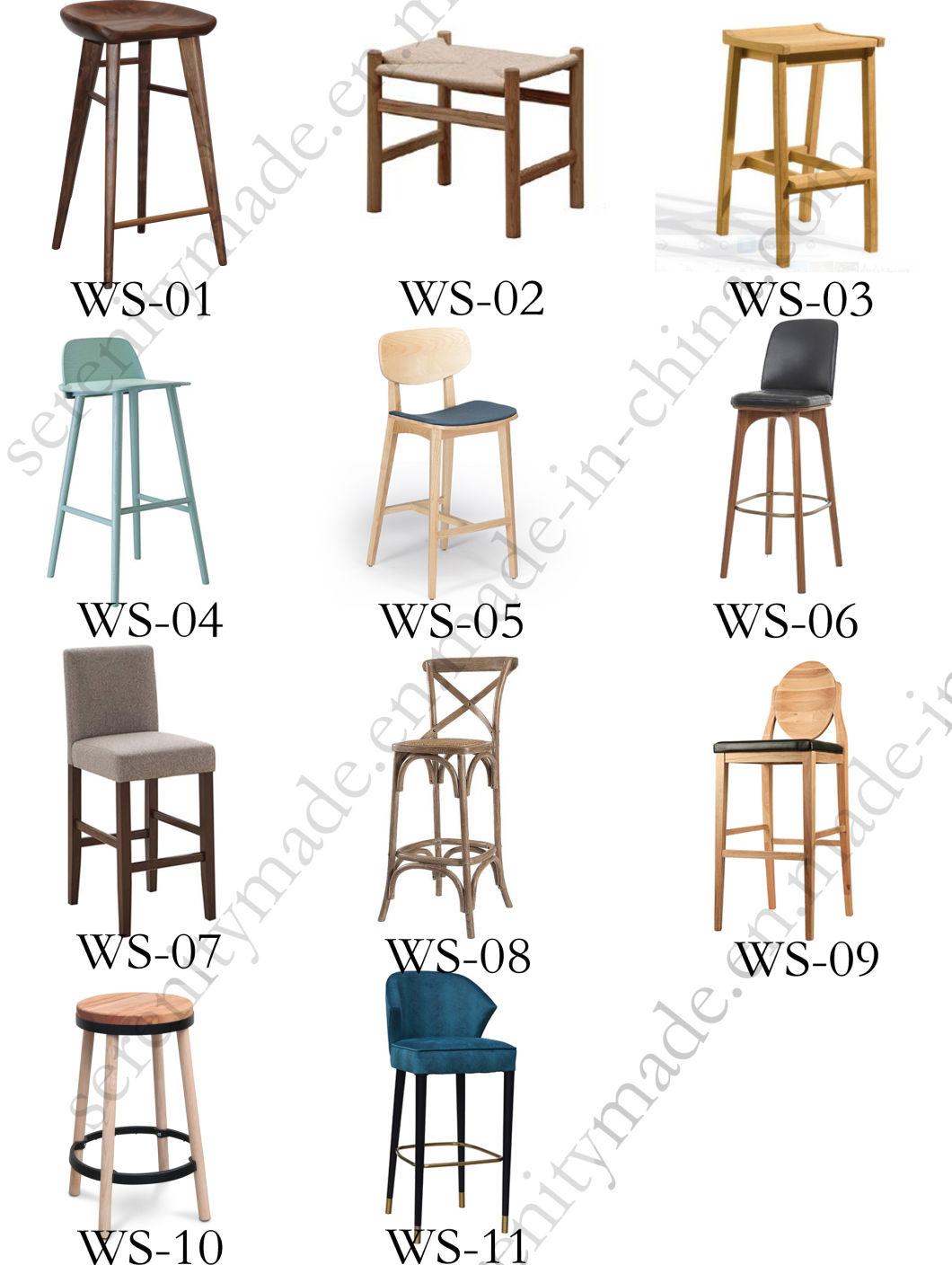 Vintage Styled Dining Restaurant Furniture Wooden High Bar Stool with Seat Pad