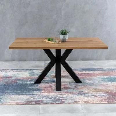 Metro Industrial Oak Medium 1.9m V-Base Dining Table - 6 Seater