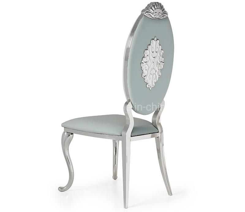 Wholesale China Factory Dubai Style Light Blue Leather Dining Chair