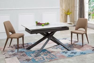 Extension Ceramic Metal Glass Dining Table for Home