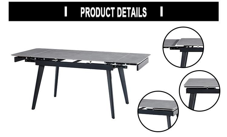 Ceramic Dining Table with Metal Black Base