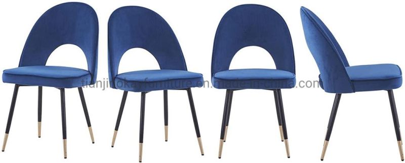 Blue Velvet Dining Chairs Soft Seat and Blue Velvet Living Room Chairs with Sturdy Metal Legs Kitchen Chairs for Dining Room Living Room Reception Chair