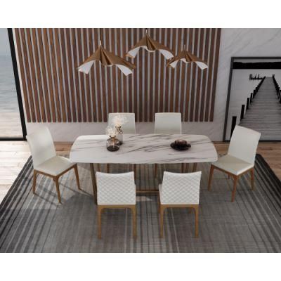 Modern Metal Marble Dining Furniture Modern Glass Top Table Restaurant Dining Set