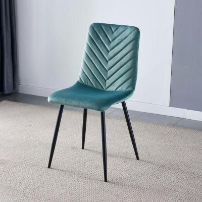 Modern Kitchen Upholstered Chairs with Metal Legs Velvet Surface Lounge with Green Chair