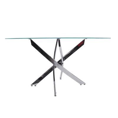 Rectangle Tempered Glass Restaurant Dining Table