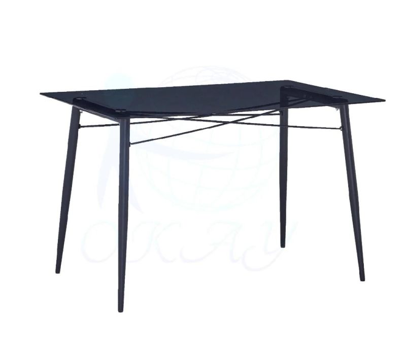 Modern Dining Table with Transparent Tempered Glass Stainless Steel Chrome Legs Hotal Dining Table