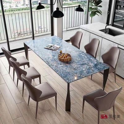 Italian Style Design Extendable Dining Table Metal Slate Dining Table