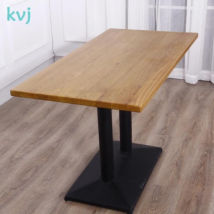 Kvj-7248-1 Modern America Oak Steel Base Cafe Restaurant Dining Table