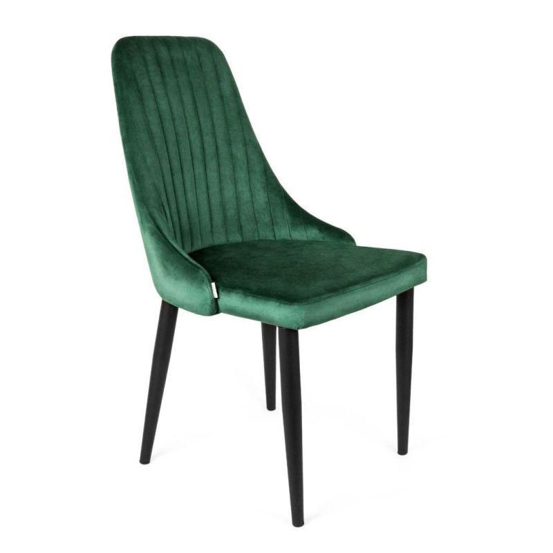 Home Furniture Luxury Upholstered Soft Back Velvet Fabric Dining Chair with Metal Legs