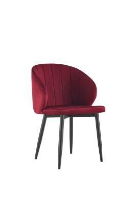 Modern Home Furniture Metal Stainless Steel Louis Red Velvet Dining Chair