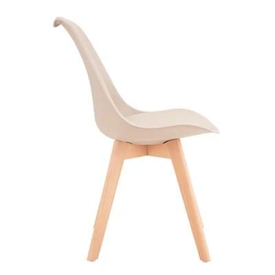 Restaurant Sillas PP Plastic Chair with Wood Legs Dining Chairs