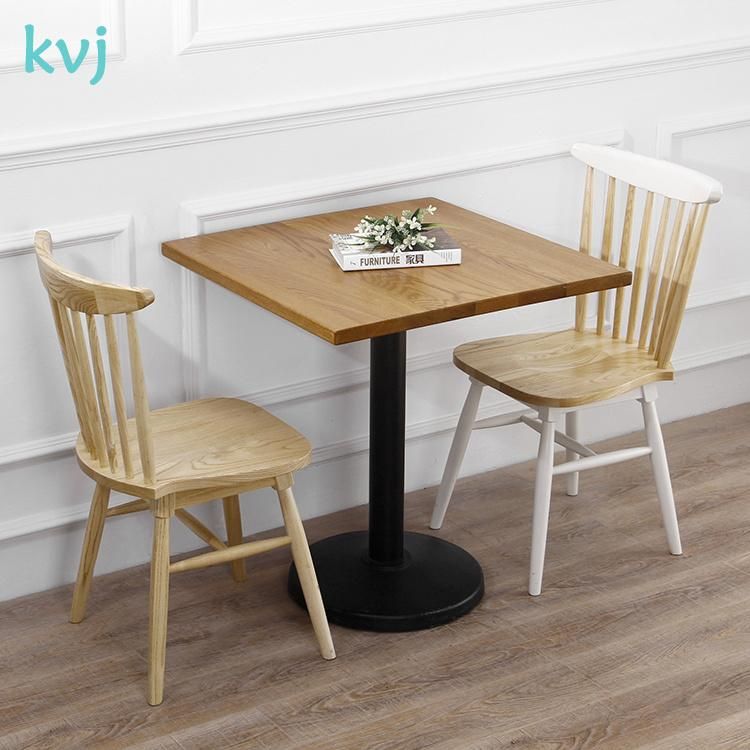 Kvj-7254 -1 Restaurant Cafe Modern Wooden Steel Legs Dining Table