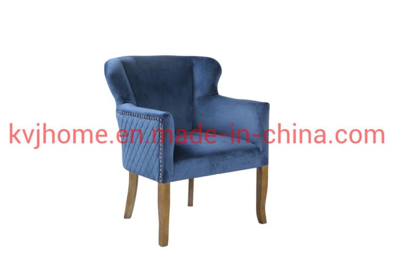 Kvj-Ec12 Hotel Home Dining Room Living Room Velvet Wooden Armchair