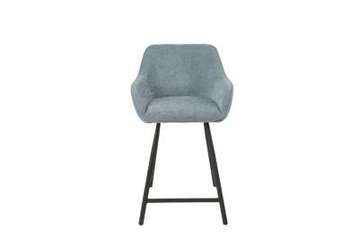 Fashion Flannel Light Blue Iron Leg Bar Chair