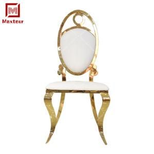 Round Frame Golden Stainless Steel Dining Chair for Wedding Party