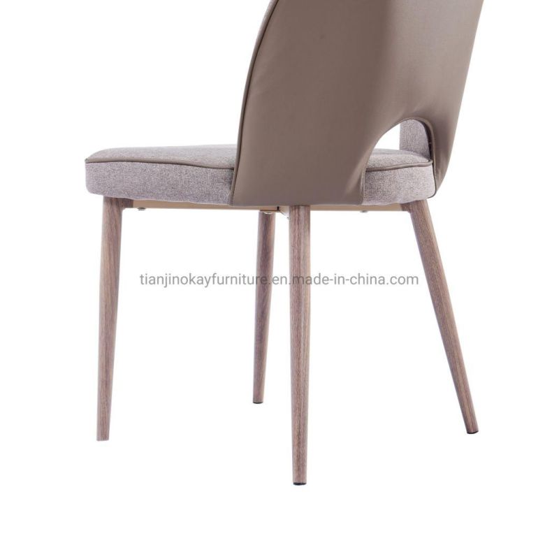 Chinese Modern Velvet Fabric Dining Chair Comfortable, Low Price Upholstered Z Dining Chairs with Metal Leg