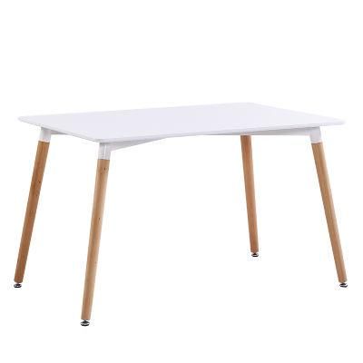 White Wooden Dining Table Desk Modern Dining Table with Solid Wood Legs