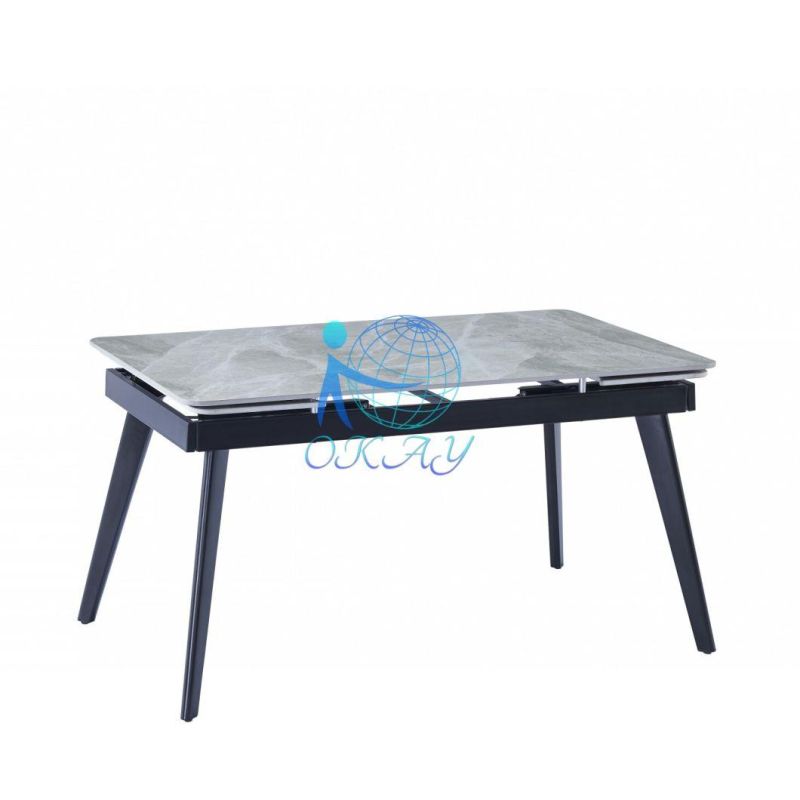 Modern Furniture Luxury Folding Extendable Dining Table Sets Sintered Stone Ceramic Italia Grey Marble Dining Table with Chairs