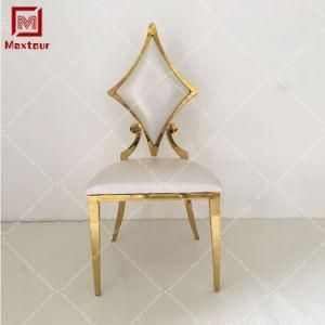 Beautiful Gold Stainless Steel White Leather Wedding Chair Rental