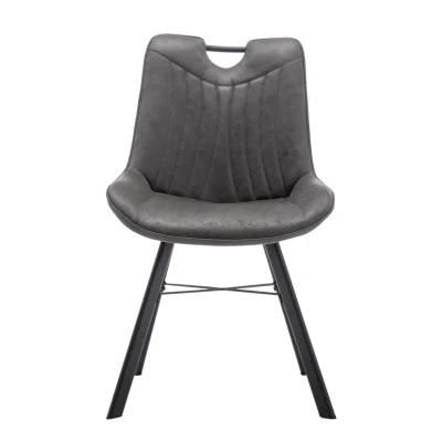 Modern Stylish Leather Chrome-Plated Dining Chair