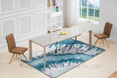 Modern Extension Grey Glass Metal Dining Table Set Home Furniture