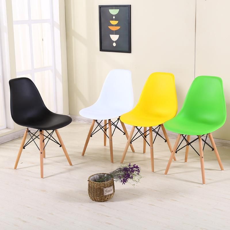 Home Furniture Colourful Plastic Dining Chair Chaise Silla Grey PP Dining Chair Wood Leg