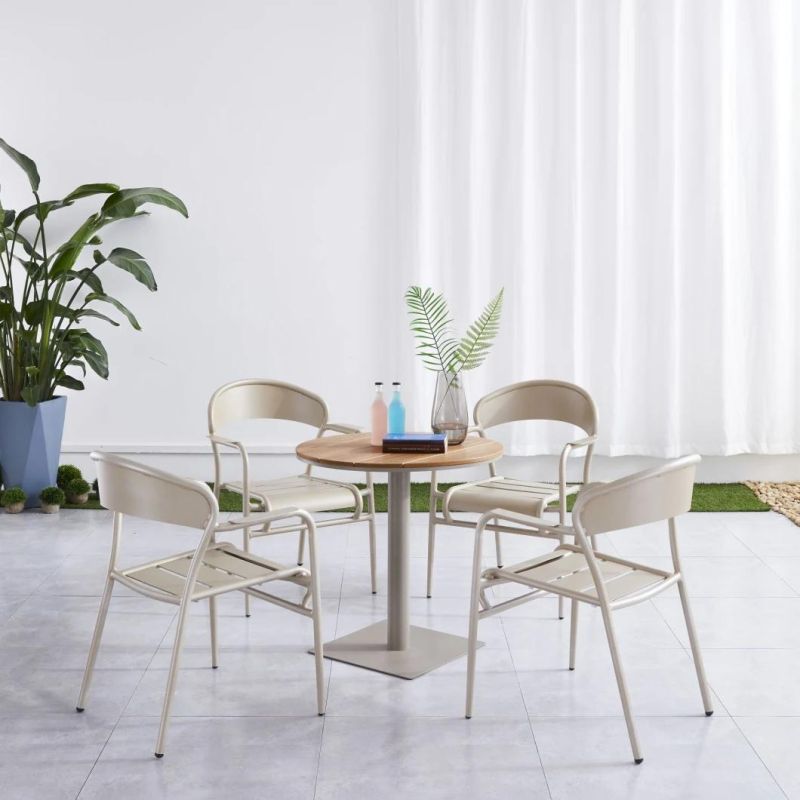 Popular Aluminum Frame Stacking Metal Dining Armchair