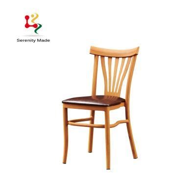 Coffee Shop Furniture Aluminum Frame Dining Chairs with Leather Cushion for Outdoor Use