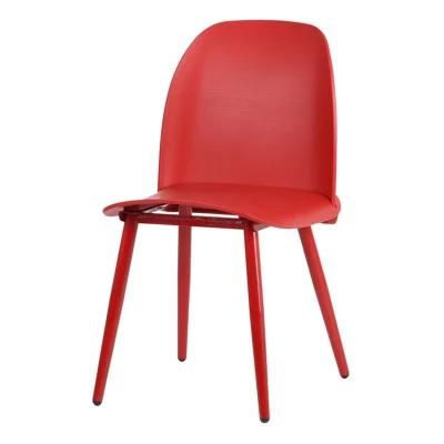 French Simple Design Living Room Chair Reception Red Plastic Back Casual Dining Chair