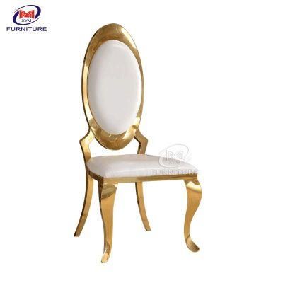 Modern High Back PU Leather Golden Wedding Chair Events Used Stainless Steel Chair