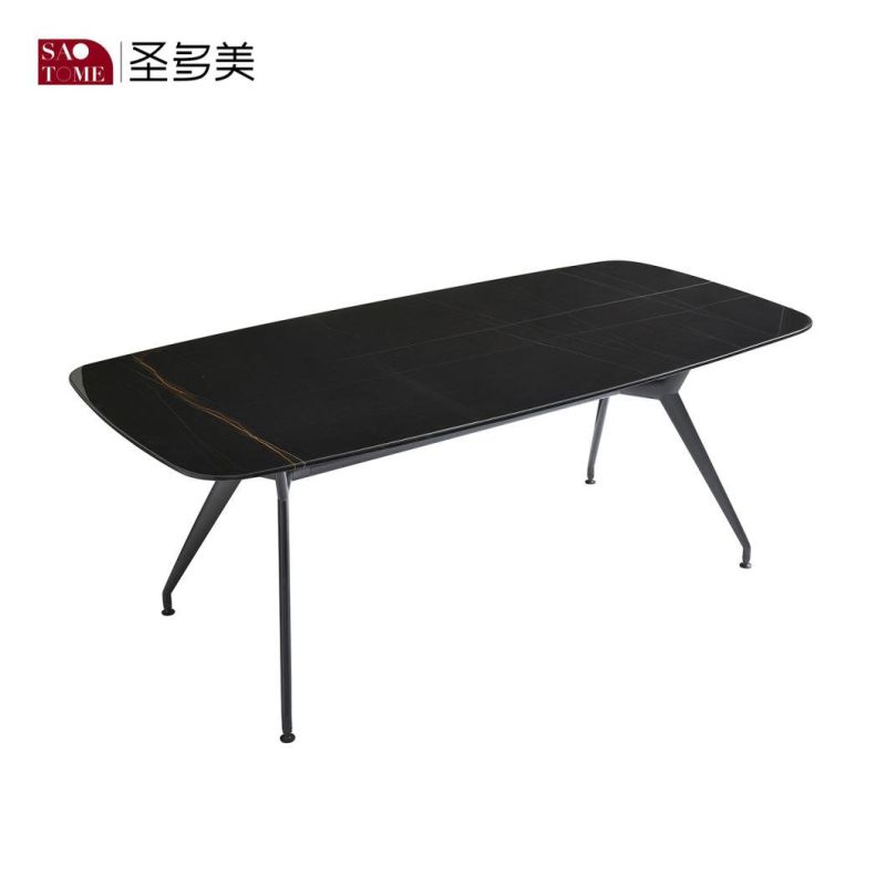 Luxury Stainless Steel Leg Slate Board Dining Table