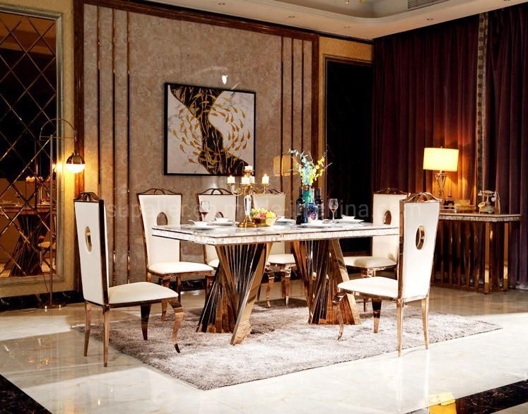 Rectangle Gold Color Onyx Marble Dining Table Home Used