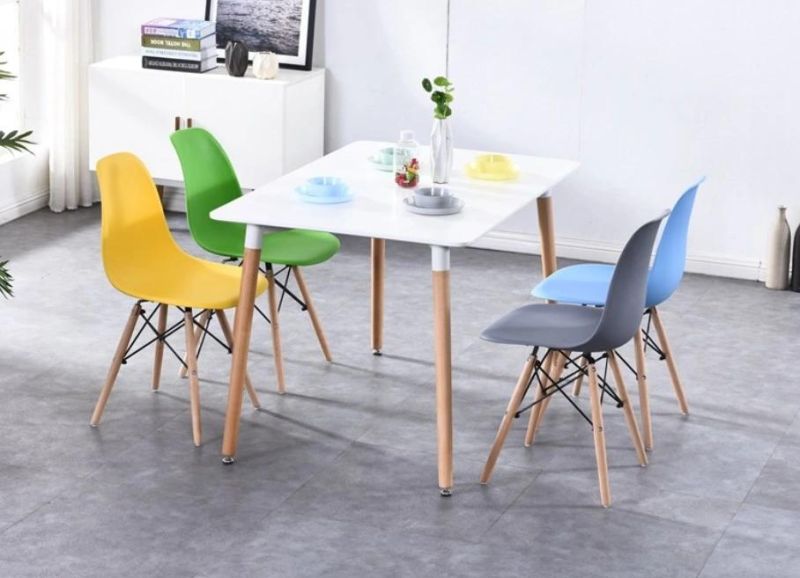 Home Living Dining Room Restaurant Sillas ABS Replica Eam Plastic Chair with Solid Wood Legs