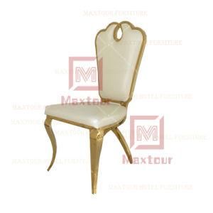 New Design Gold Stainless Steel Dining Chair Leather Banquet Wedding Chair for Sale