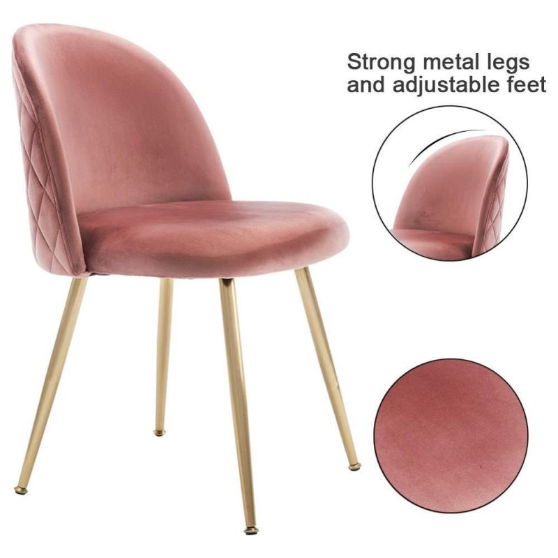 Home Furniture Red Velvet Dining Chair with Gold Chrome Metal Leg