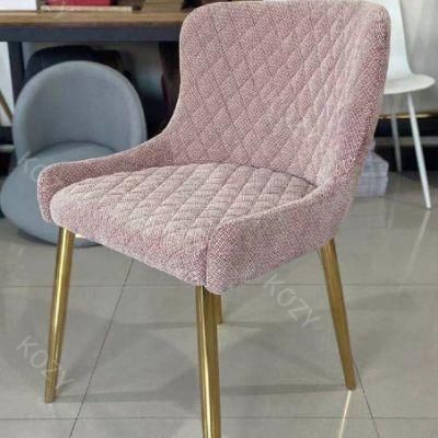 Modern Style Upholstered Velvet Metal Legs Fabric Dining Chairs