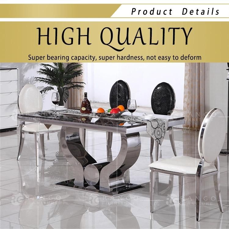 Marble Table with Glass Top Dining Table in Fashion Design for Sale Dining Room Furniture