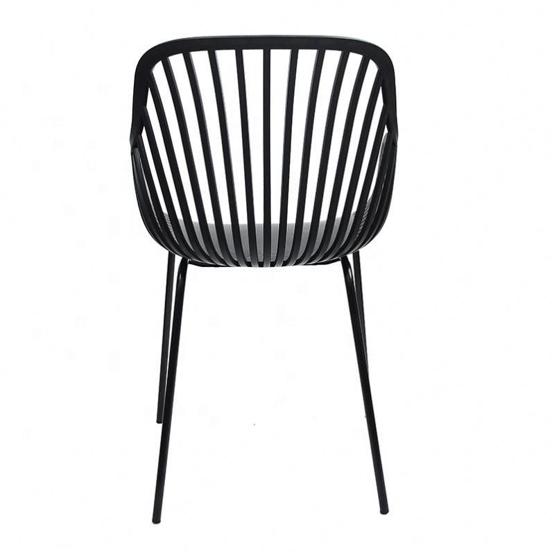 Modern New Design Wedding Chair PP Plastic Chair Metal Legs Chair Back Arms Dining Plastic Chair