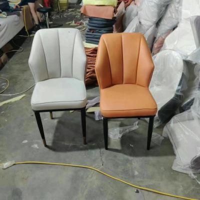 High Quality Household Furniture Modern Leather PU Dining Chairs with Metal Legs