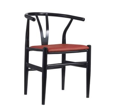 Wholesale Sedie Industrial Special Use Restaurants Seating Chairs Wishbone Style Metal Chair with Cushion