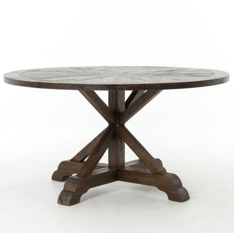 Kvj-Rr04 Recycled Wood Customized Round Rustic Antique Dining Table