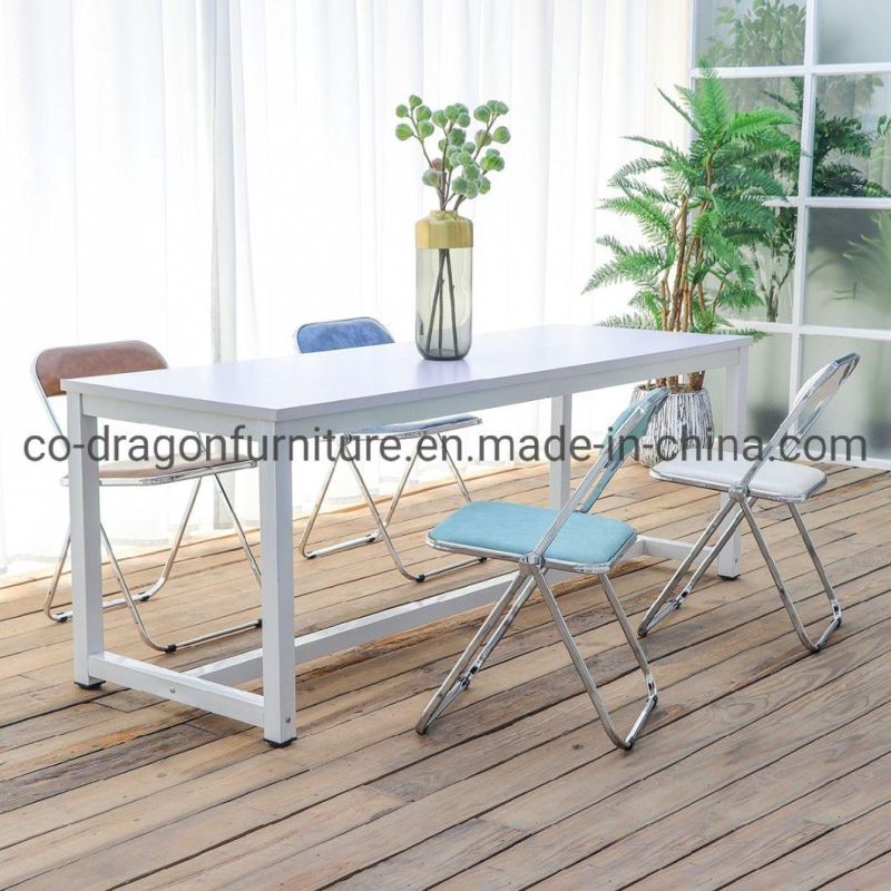 Home Furniture Metal Frame Folding Dining Chair with Leather