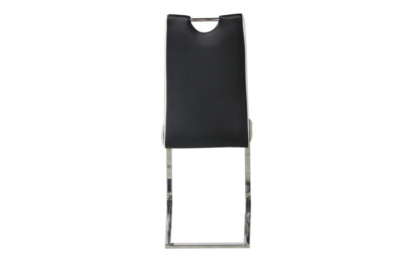 Factory Directly Luxury Design PU Leather Modern Black Dining Chairs with Iron Legs