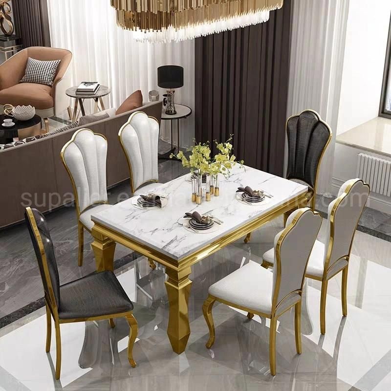 American Style Furniture Luxury White Marble Dining Room Table